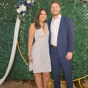 VENUS Halter Flowy Dress - Silver Sz S